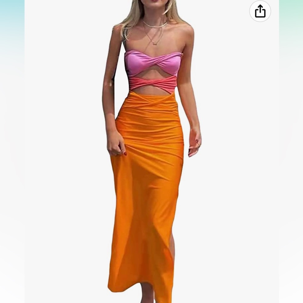 Summer dress, orange and pink size small. Worn once.